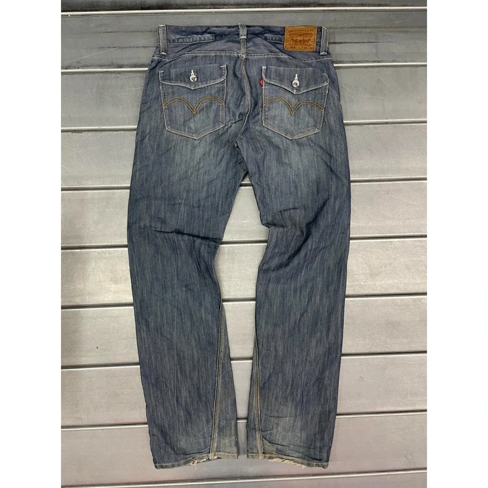 VTG Levis 514 Jeans Mens 34X34 Blue Medium Wash‎ Denim Slim Straight Distressed